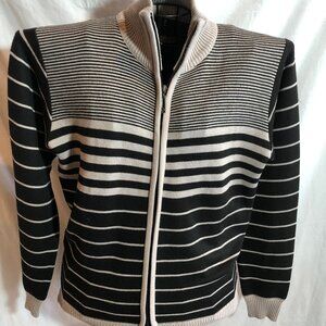 True Rock MEDIUM Tan & Black Striped Long Sleeve Sweater